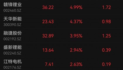 锂矿股异动！天齐锂业涨超7%