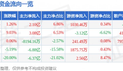 股票行情快报：新易盛（300502）4月11日主力资金净买入2.10亿元