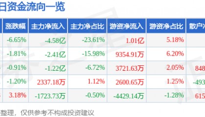 股票行情快报：蓝思科技（300433）2月28日主力资金净卖出4.58亿元