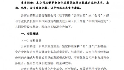 不玩股票改玩基金 云南白药“赢面”大吗？