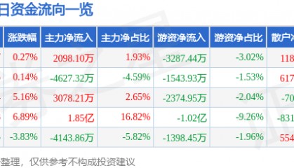 股票行情快报：东百集团（600693）3月13日主力资金净买入2098.10万元