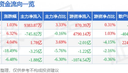 股票行情快报：新易盛（300502）2月10日主力资金净买入9383.87万元