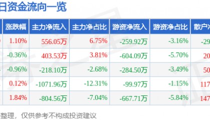 股票行情快报：道明光学（002632）1月24日主力资金净买入556.05万元