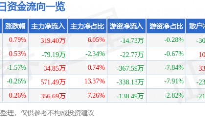 股票行情快报：广电电气（601616）6月17日主力资金净买入319.40万元