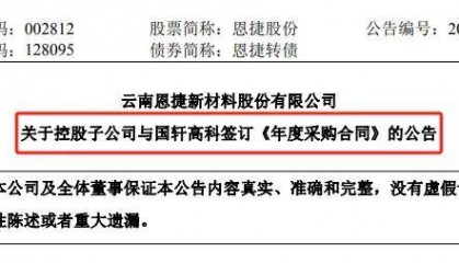 国轩高科下发采购大单！