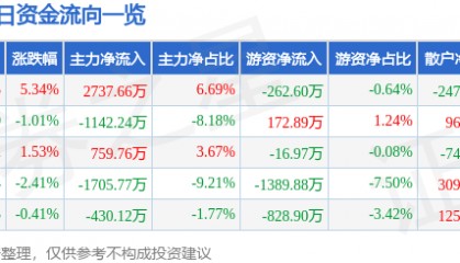 方直科技（300235）7月25日主力资金净买入2737.66万元