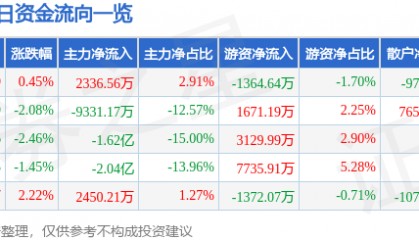 股票行情快报：云赛智联（600602）7月31日主力资金净买入2336.56万元