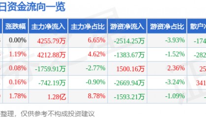 股票行情快报：特变电工（600089）3月19日主力资金净买入4255.79万元